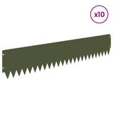 Lawn Edging 10 pcs 103 x 20 cm Steel Olive Green 8008478