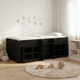 Loft Bed Frame with Cabinet 3 pcs Black Engineered Wood 3423423