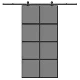 Sliding Door with Hardware Set 102.5x205 cm Tempered Glass and Aluminium 3333024
