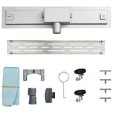 Shower Drain with Line Design Silver 90 cm Stainless Steel 304 42015959