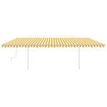 ZNTS Manual Retractable Awning with Posts 6x3 m Yellow and White 3069998