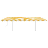 ZNTS Manual Retractable Awning with Posts 6x3 m Yellow and White 3069998