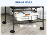156cm Bird Cage,Large Parrot Cage with Open Play Top, Perch, Seed Guard, Wheels, Storage Shelf, Dark T3398P553395