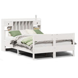 Bookcase Bed without Mattress White 150x200cm King Size Solid Wood Pine 3323024