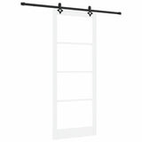 Sliding Door White 93 x 232 cm Solid Pine Wood and Glass 3332320