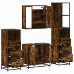 ZNTS 4 Piece Bathroom Furniture Set Smoked Oak Engineered Wood 3301247