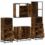 4 Piece Bathroom Furniture Set Smoked Oak Engineered Wood 3301247