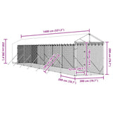 Outdoor Dog Kennel with Roof Silver 2x14x2.5 m Galvanised Steel 3190493