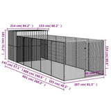 Dog House with Run Anthracite 214x661x181 cm Galvanised Steel 3189121