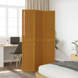 Room Divider 3 Panels Brown Solid Wood Paulownia 358815
