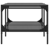 Coffee Table with Black Glass Top 98.5x50x45 cm Steel 846043