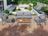 Garden lounge set, garden furniture set with comfortable cushions, double sofa, 2 armchairs and N606P239503E