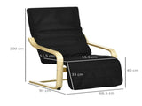 Wooden Lounging Chair Deck Relaxing Recliner Lounge Seat with Adjustable Footrest & Removable T3398P328106