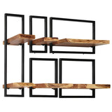 246014 Wall Shelf Set 5 Pieces Solid Acacia Wood and Steel