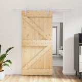 Sliding Door with Hardware Set 100x210 cm Solid Wood Pine 3203025