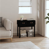 Console Table Black 76.5x40x75 cm Solid Wood Pine 821753