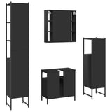 4 Piece Bathroom Cabinet Set Black Engineered Wood 3214765