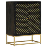 Sideboard with 2 Doors Black&Gold 55x30x75 cm Solid Wood Mango 352042