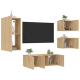 5 Piece TV Wall Units with LED Sonoma Oak Engineered Wood 3216827