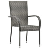 Garden Dining Set Grey PE rattan, powder-coated steel, tempered glass 3156676
