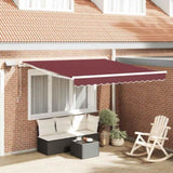 Manual Retractable Awning with LED Burgundy 300x250 cm 3214969