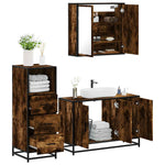 ZNTS 3 Piece Bathroom Furniture Set Smoked Oak Engineered Wood 3301012