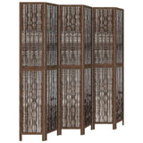 Room Divider 6 Panels Dark Brown Solid Wood Paulownia 358668