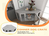 Dog Crate Furniture Side Table, with Cushion, 122 x 61 x 71cm - Grey T3398P376387