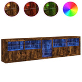 Sideboard with LED Lights Smoked Oak 283x37x67 cm 3209027