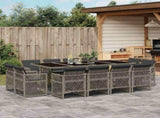 13 Piece Garden Dining Set with Cushions Grey Poly Rattan 3210860