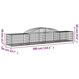 Arched Gabion Baskets 2 pcs 300x50x40/60 cm Galvanised Iron 3146647