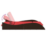 Sun Lounger with Cushions Brown 114x205x73 cm Poly Rattan 368294