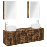 Bathroom Cabinet Set 5 pcs Smoked Oak Engineered Wood 3406531