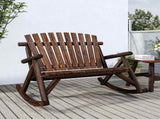Garden Rocking Bench Burned look Solid spruce wood 2-Seater 363350