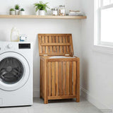 Laundry Basket Natural Solid Teak Wood 42024285