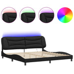 Bed Frame with LED without Mattress "Hvar" Black 200x200 cm 3213955