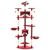 Cat Tree with Sisal Scratching Posts 203 cm Red and White 170531