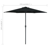Garden Parasol with Aluminium Pole 270x246 cm Black 47350