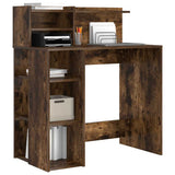 Desk with Shelf Smoked Oak 90 x 48 x 101.5 cm Engineered Wood 869526
