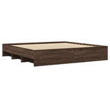 Bed Frame without Mattress Brown Oak 200x200 cm Engineered Wood 3295631
