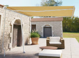Freestanding Manual Retractable Awning 300x250 cm Yellow/White 3069498