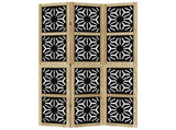 Room Divider 3 Panels Brown and Black Solid Wood Paulownia 358798