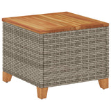 Garden Table Grey 45x45x37 cm Poly Rattan Acacia Wood 366326