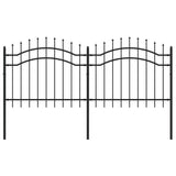 ZNTS Garden Fence with Spear Top Black 140 cm Powder-coated Steel 151080