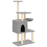 Cat Tree with Sisal Scratching Posts Light Grey 131 cm 172128