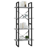 4-Tier Book Cabinet Grey Sonoma 60x30x140 cm Engineered Wood 821310
