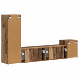TV Cabinet Set Wall-mounted 4 pcs Old Wood Engineered Wood 3409004