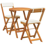 Garden Bistro Set with Cushion 3 pcs Brown Solid acacia wood 4105501