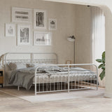 Metal Bed Frame without Mattress with Footboard White 183x203cm 376671