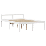 ZNTS Bookcase Bed without Mattress White 140x190 cm Solid Wood Pine 3322009